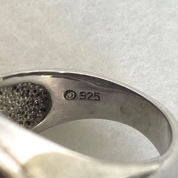 Sterling Silver 925 Round Blue Topaz Scrollwork Wide Band Statement Ring Sz 5.75 - Picture 8 of 16